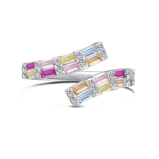 [Lora-Jewelry] Charmante bague ajustable à taille radiante colorée pour un usage quotidien