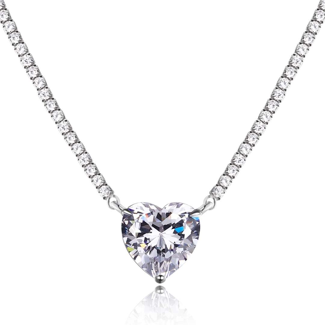 [Lora-Jewelry] Collier tennis polyvalent et coloré en forme de cœur de 8,0 carats