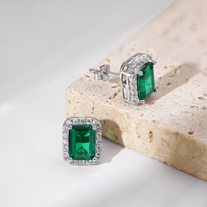 [Lora-Jewelry] Boucles d'oreilles de banquet luxueuses et délicates en taille émeraude