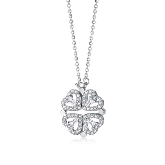 [Lora-Jewelry] Collier en forme de cœur orné de fleurs taillées