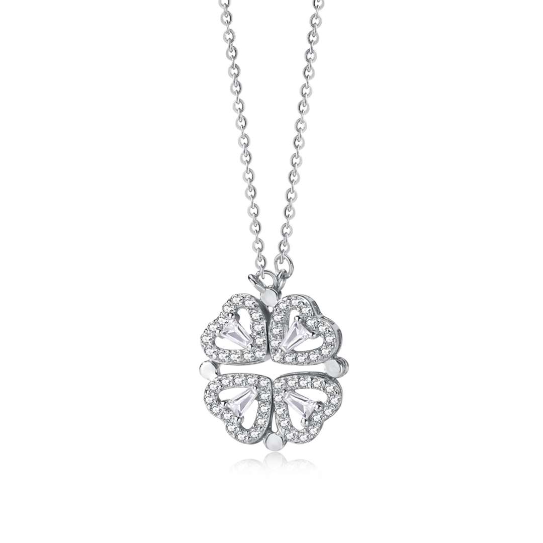 [Lora-Jewelry] Collier en forme de cœur orné de fleurs taillées