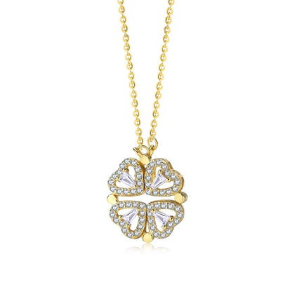 [Lora-Jewelry] Collier en forme de cœur orné de fleurs taillées