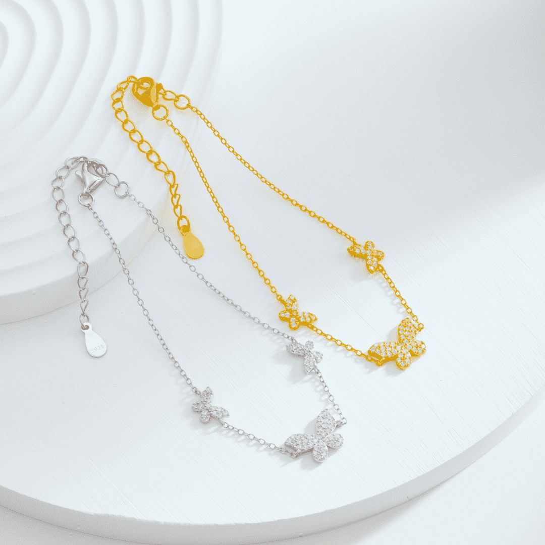 [Lora-Jewelry]繊細なバタフライペンダントブレスレット