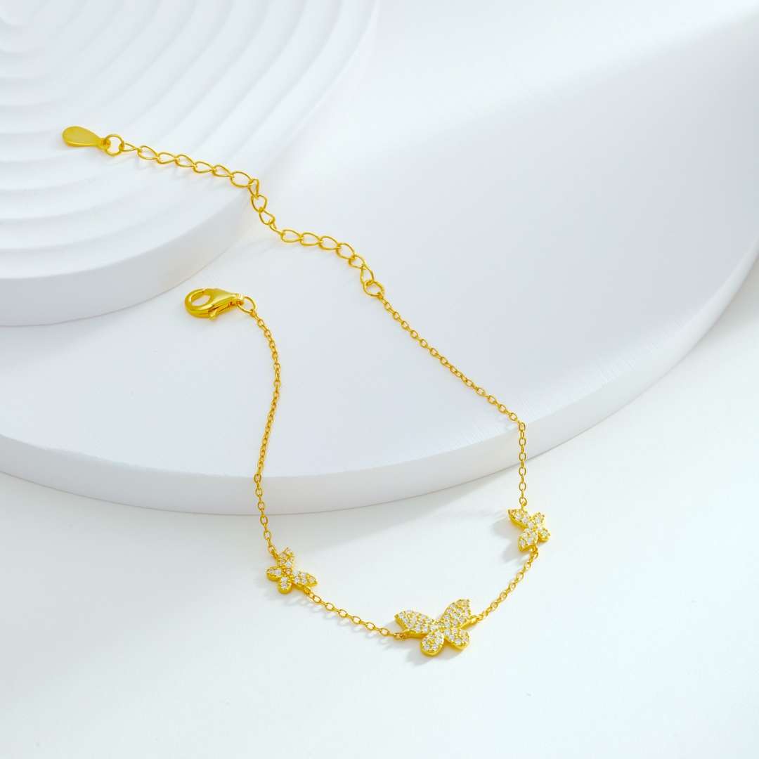 [Lora-Jewelry]繊細なバタフライペンダントブレスレット