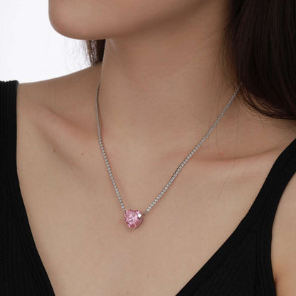 [Lora-Jewelry] Collier tennis polyvalent et coloré en forme de cœur de 8,0 carats