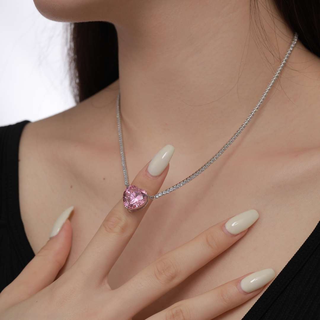 [Lora-Jewelry] Collier tennis polyvalent et coloré en forme de cœur de 8,0 carats