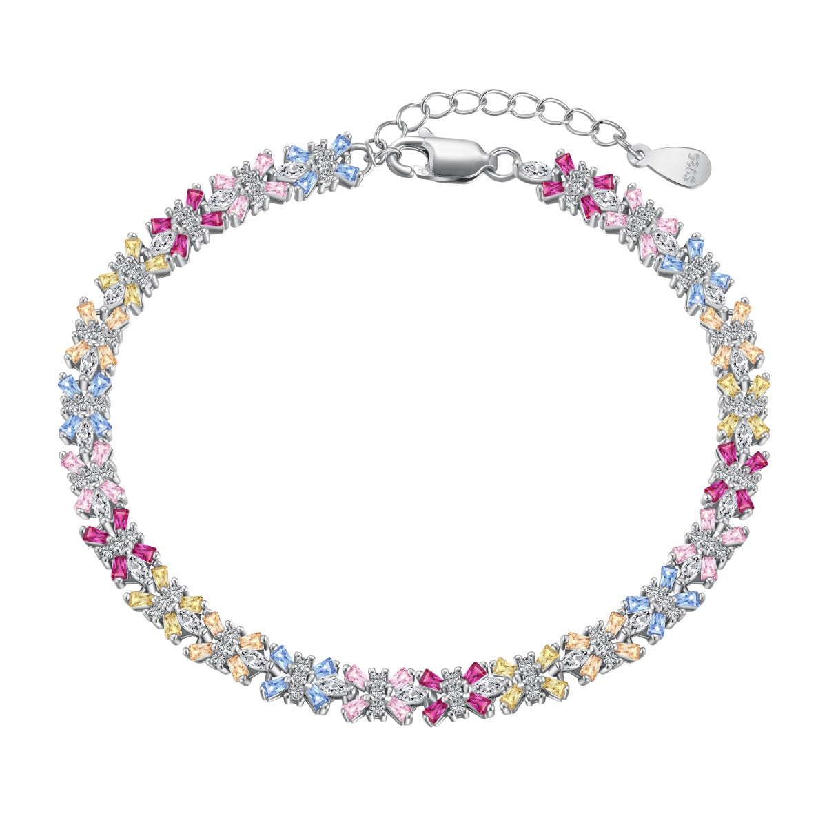 [Lora-Jewelry]輝くカラフルなエメラルドカットのパーティーブレスレット