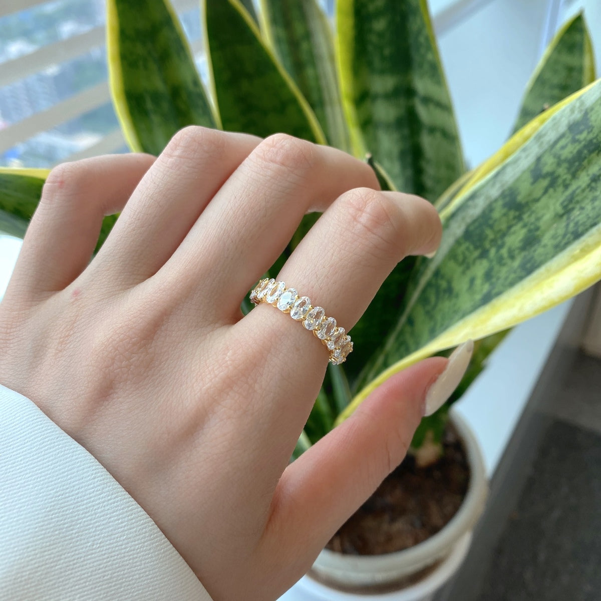 [Lora-Jewelry] Bague tennis ovale ornée