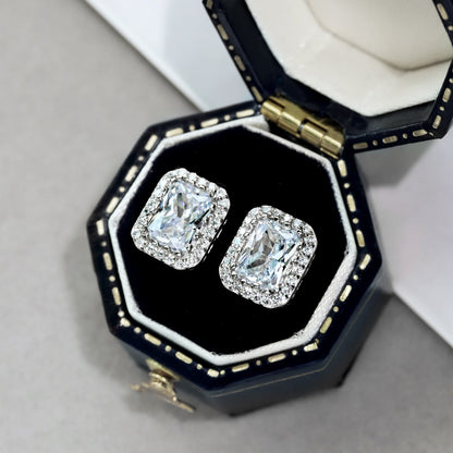 [Lora-Jewelry]1.0カラットの贅沢で繊細なエメラルドカットのデイリーイヤリング
