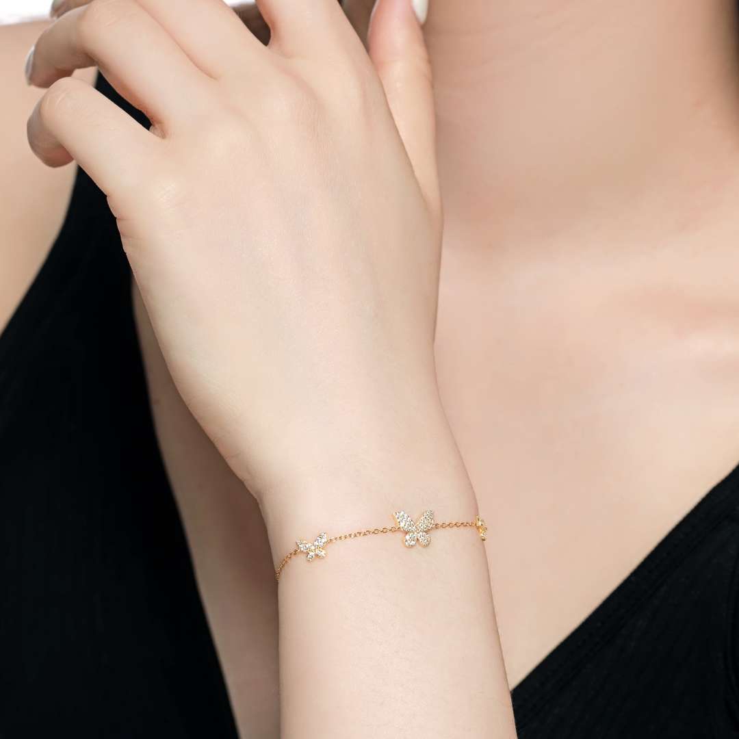 [Lora-Jewelry]繊細なバタフライペンダントブレスレット