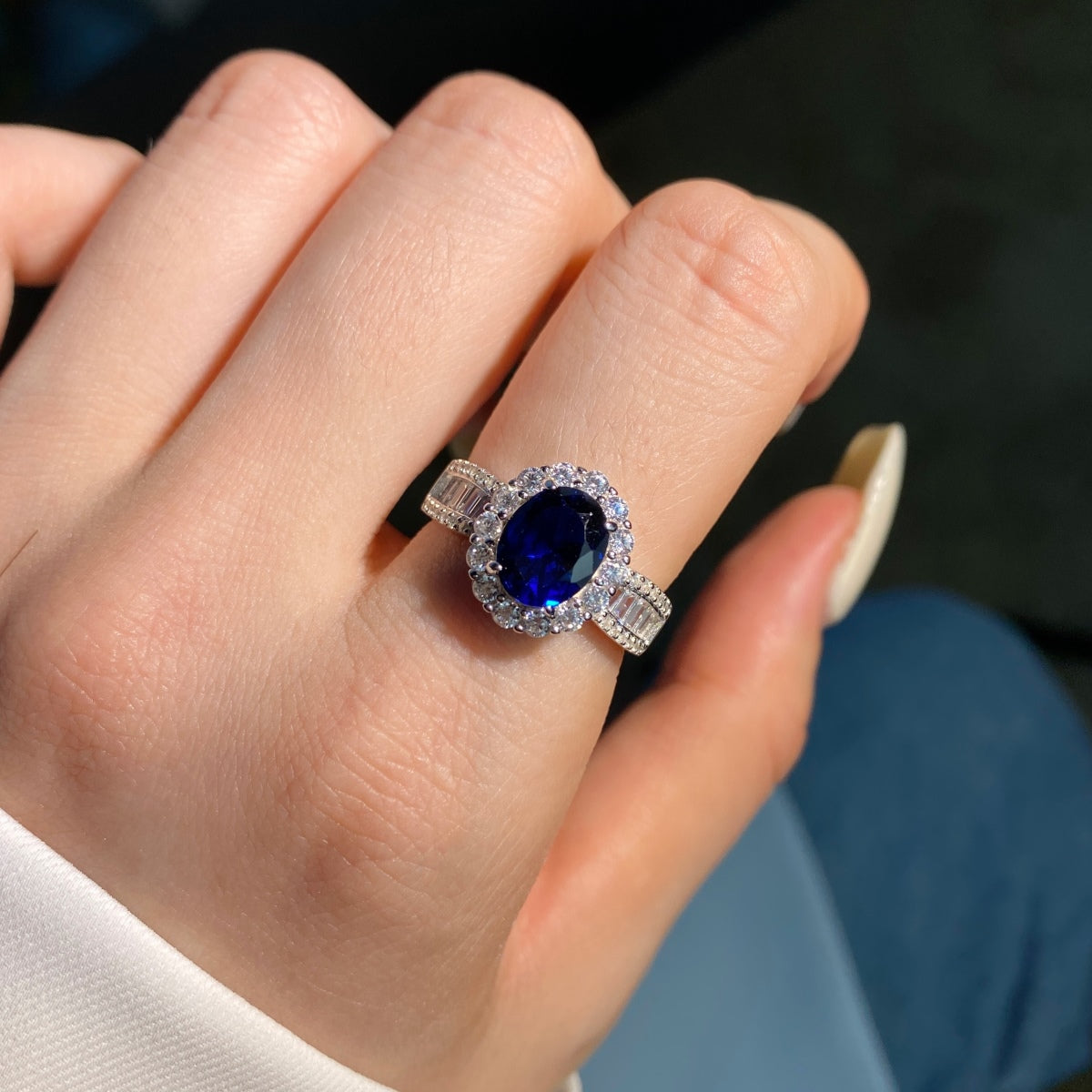 [Lora-Jewelry] Bague de banquet éblouissante et charmante de 1,5 carat à taille ovale