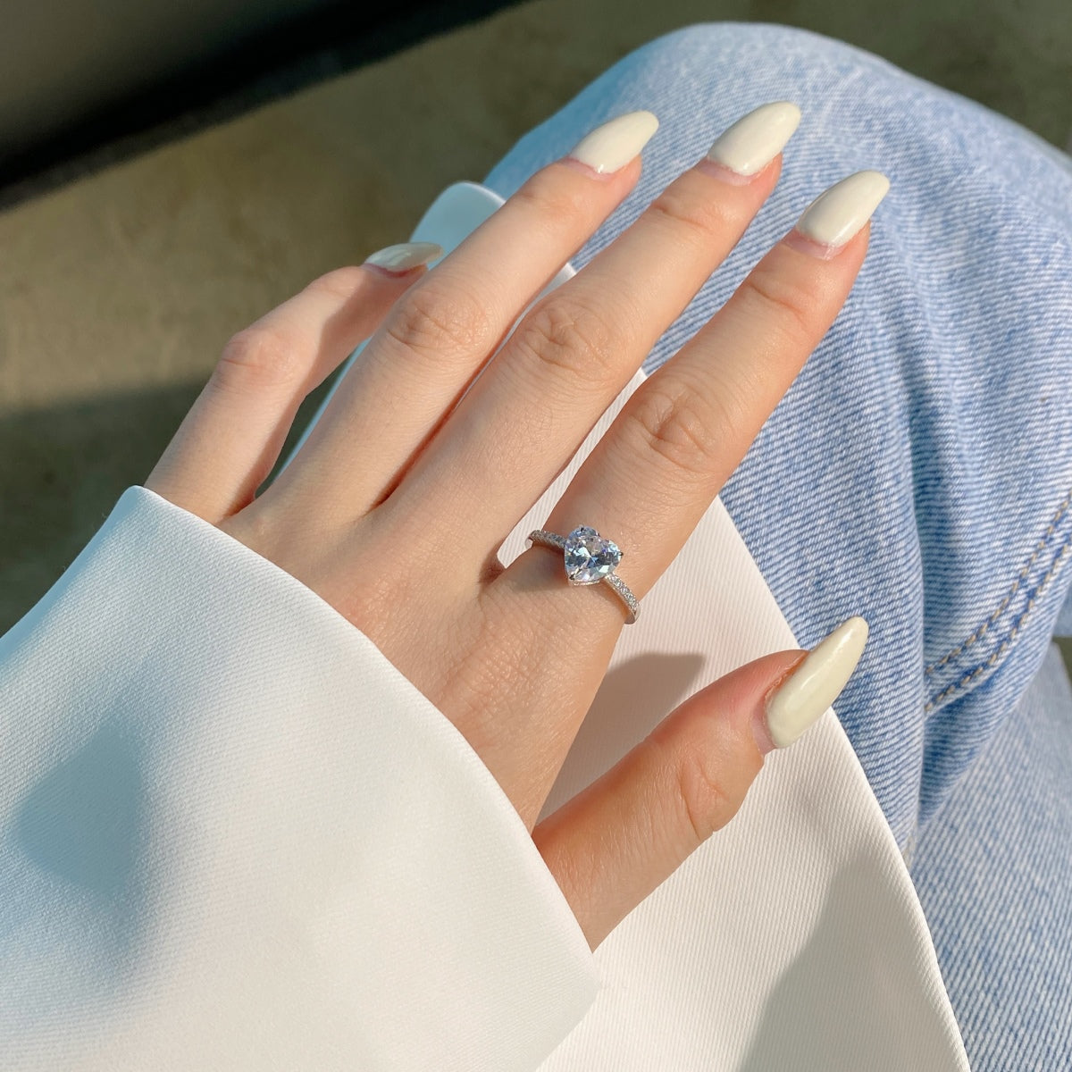 [Lora-Jewelry] Bague d'amoureux taille cœur éblouissante et brillante de 2,0 carats