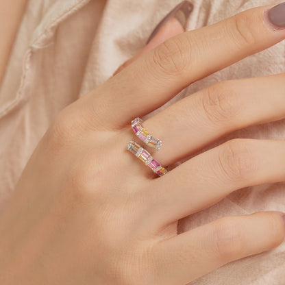 [Lora-Jewelry] Charmante bague ajustable à taille radiante colorée pour un usage quotidien