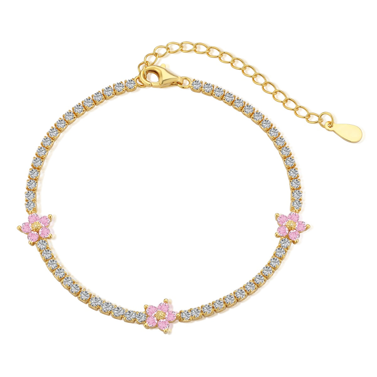 [Lora-Jewelry]Sparkling Flower Shape Tennis Bracelet