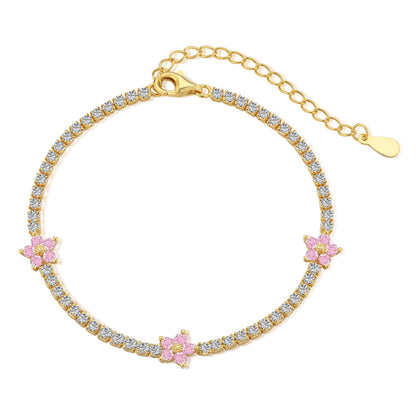 [Lora-Jewelry]Sparkling Flower Shape Tennis Bracelet