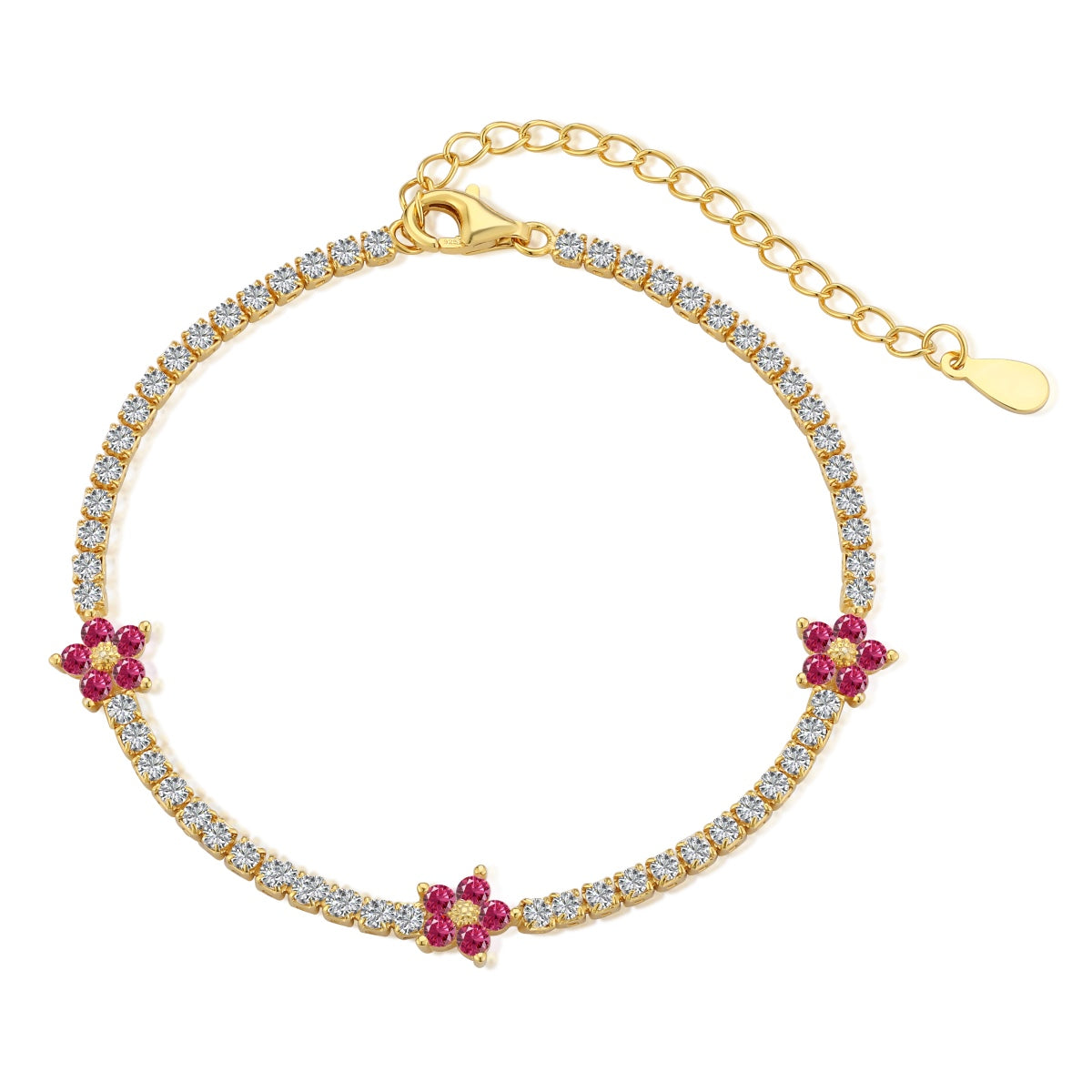 [Lora-Jewelry]Sparkling Flower Shape Tennis Bracelet