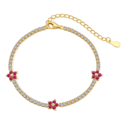 [Lora-Jewelry]Sparkling Flower Shape Tennis Bracelet