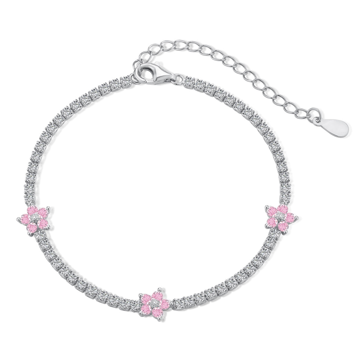 [Lora-Jewelry]Sparkling Flower Shape Tennis Bracelet