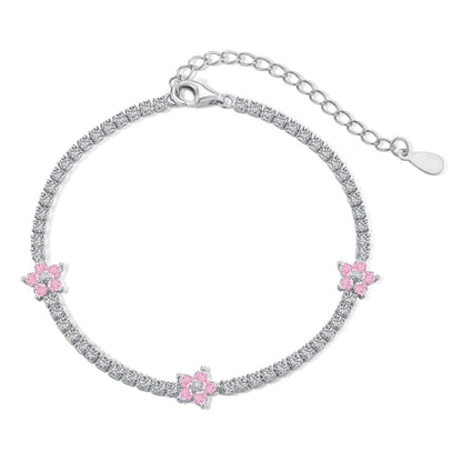 [Lora-Jewelry]Sparkling Flower Shape Tennis Bracelet