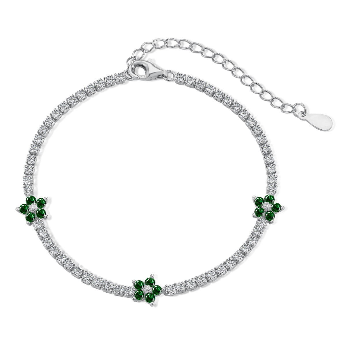 [Lora-Jewelry]Sparkling Flower Shape Tennis Bracelet