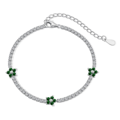 [Lora-Jewelry]Sparkling Flower Shape Tennis Bracelet