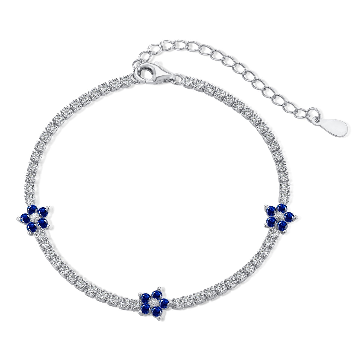 [Lora-Jewelry]Sparkling Flower Shape Tennis Bracelet