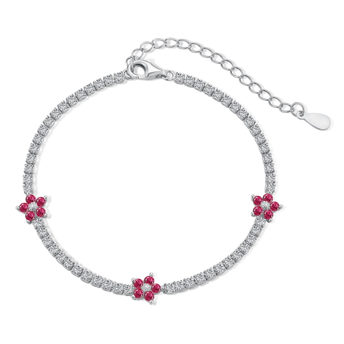 [Lora-Jewelry]Sparkling Flower Shape Tennis Bracelet