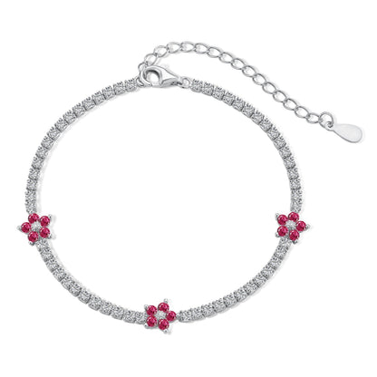 [Lora-Jewelry]Sparkling Flower Shape Tennis Bracelet
