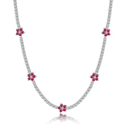 [Lora-Jewelry] Collier tennis luxueux à fleurs colorées