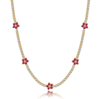 [Lora-Jewelry] Collier tennis luxueux à fleurs colorées