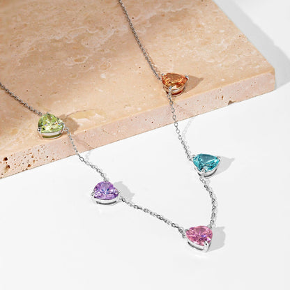 [Lora-Jewelry] Collier scintillant en forme de cœur coloré