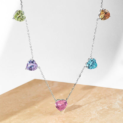 [Lora-Jewelry] Collier scintillant en forme de cœur coloré