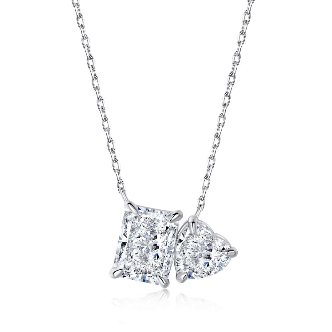 [Lora-Jewelry] Collier éblouissant en forme de carré et de cœur