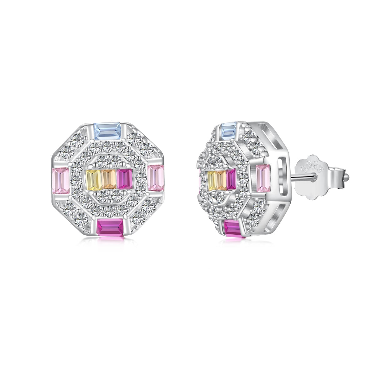 [Lora-Jewelry] Boucles d'oreilles octogonales colorées et ornées