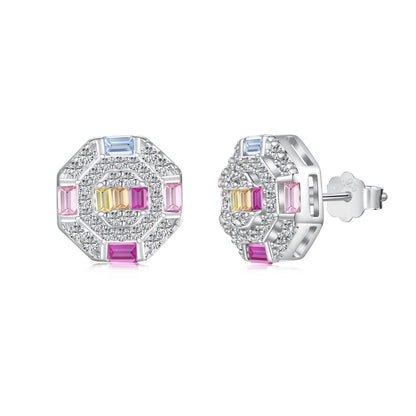 [Lora-Jewelry] Boucles d'oreilles octogonales colorées et ornées