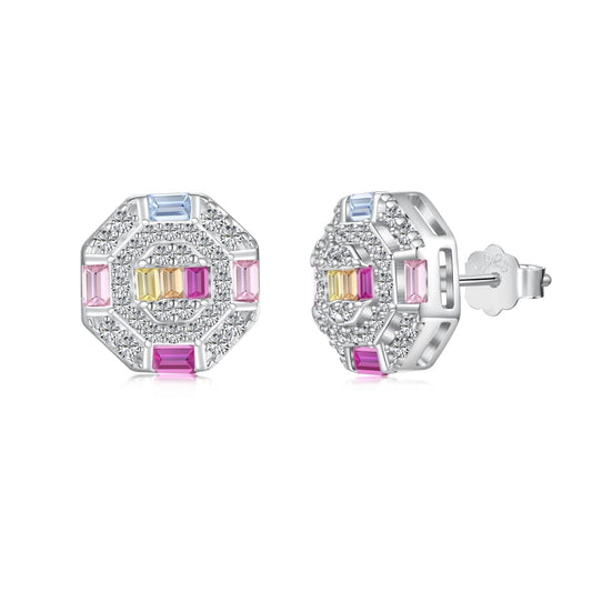 [Lora-Jewelry] Boucles d'oreilles octogonales colorées et ornées