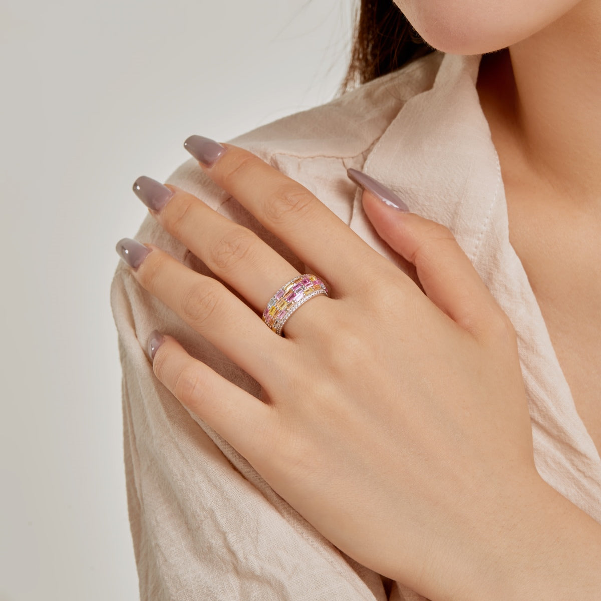 [Lora-Jewelry] Bague quotidienne colorée et éclatante à taille radieuse