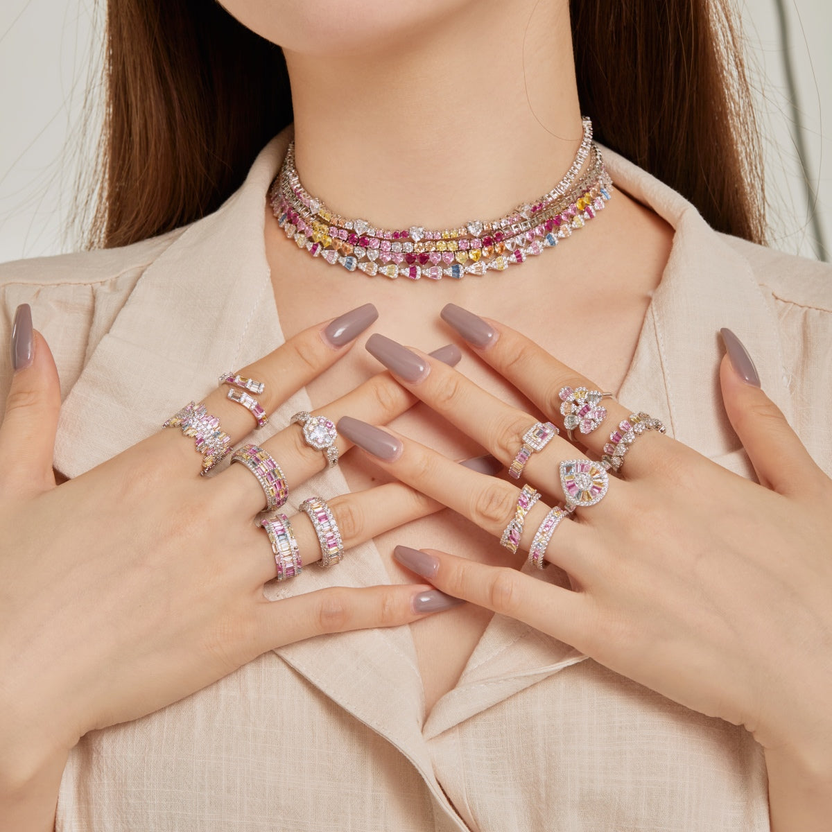 [Lora-Jewelry] Bague quotidienne colorée et éclatante à taille radieuse