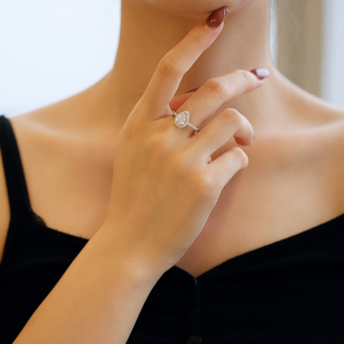 [Lora-Jewelry] Alliance de mariage luxueuse en forme de goutte d'eau de 1,0 carat