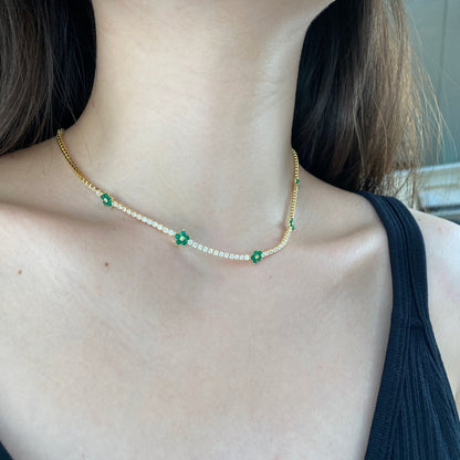 [Lora-Jewelry] Collier tennis luxueux à fleurs colorées