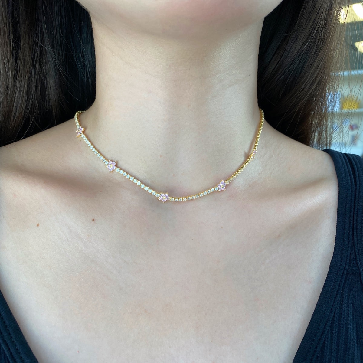 [Lora-Jewelry] Collier tennis luxueux à fleurs colorées