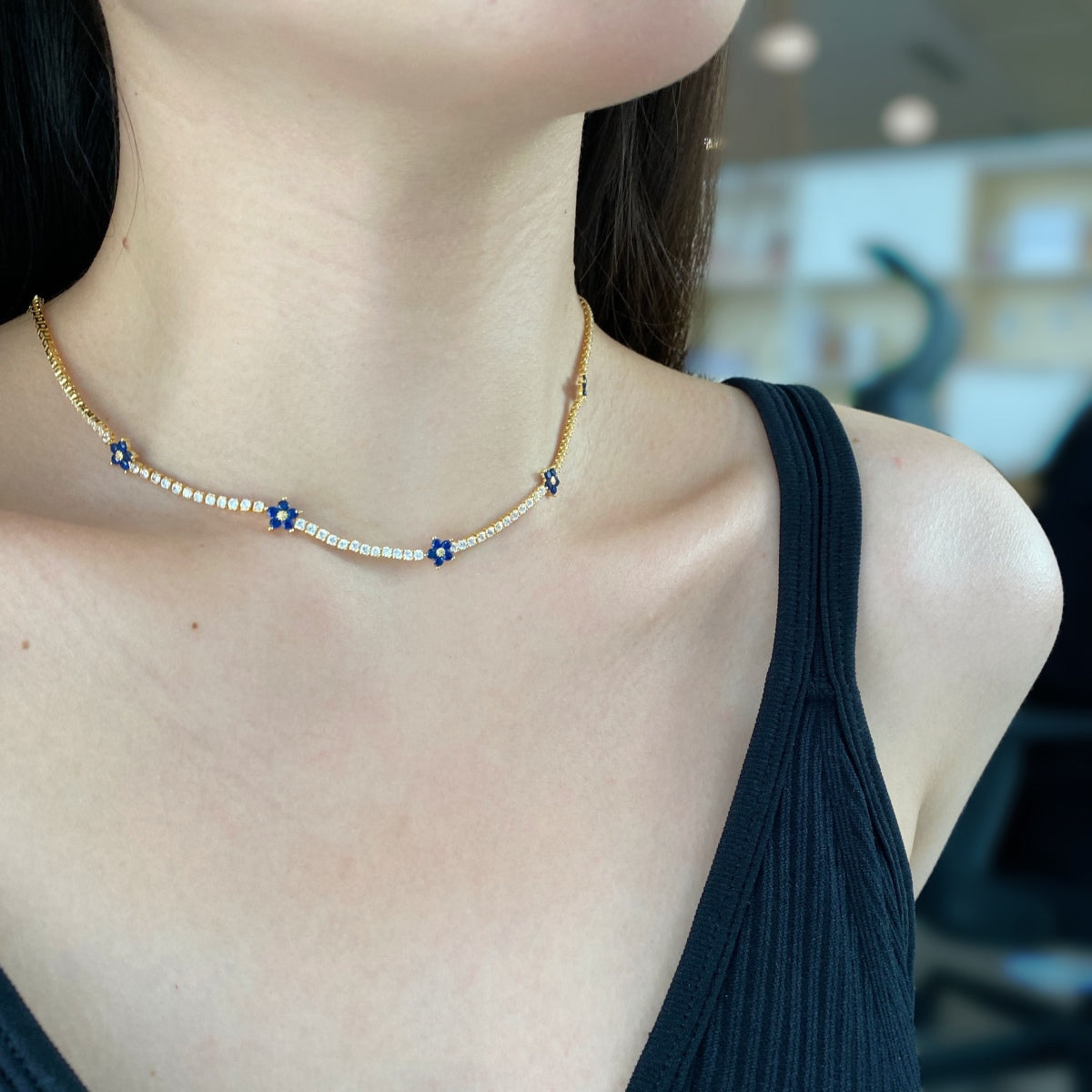 [Lora-Jewelry] Collier tennis luxueux à fleurs colorées