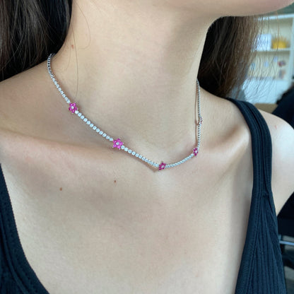 [Lora-Jewelry] Collier tennis luxueux à fleurs colorées