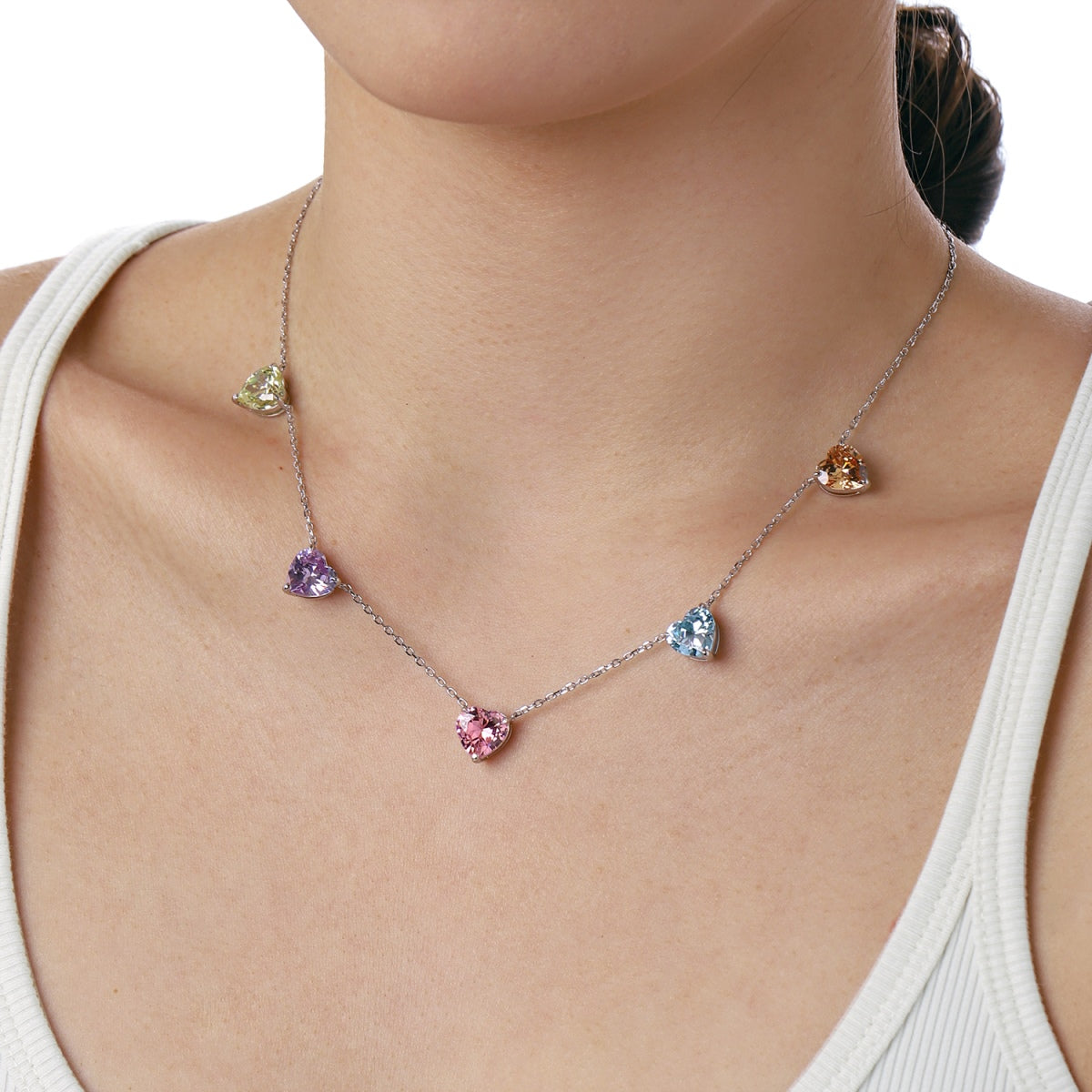 [Lora-Jewelry] Collier scintillant en forme de cœur coloré