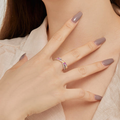 [Lora-Jewelry]個性的なカラフルなマーキスカットデイリーリング