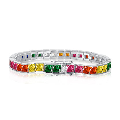 [Lora-Jewelry] Bracelet tennis taille princesse aux couleurs éclatantes