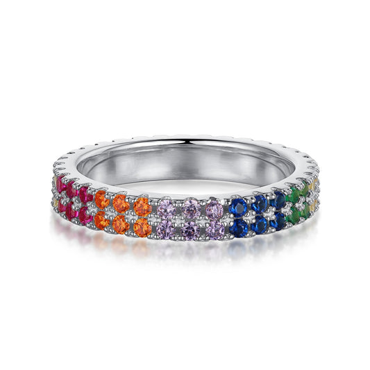 [Lora-Jewelry] Bague tennis ronde colorée unique