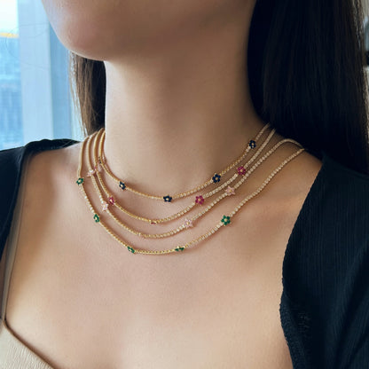 [Lora-Jewelry] Collier tennis luxueux à fleurs colorées