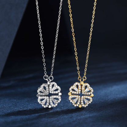 [Lora-Jewelry] Collier en forme de cœur orné de fleurs taillées
