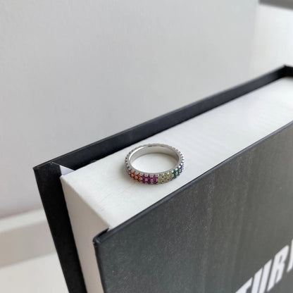 [Lora-Jewelry] Bague tennis ronde colorée unique